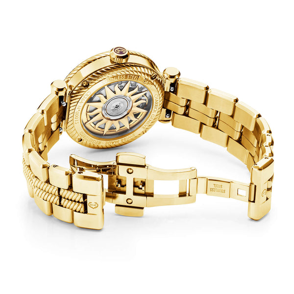 Charriol NAVIGATOR SURF 36MM AUTOMATIC CALIBRE WHITE DIAL WHITE BEZEL YELLOW GOLD PVD INTERCHANGEABLE BRACELET Watch