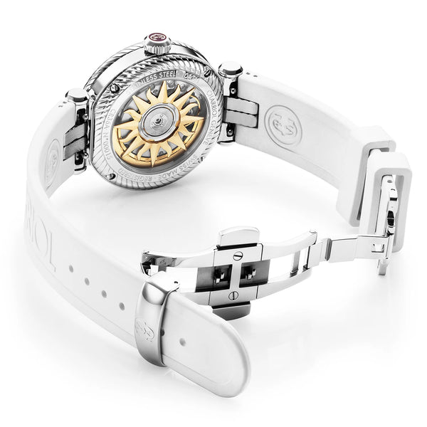 Charriol NAVIGATOR SURF 36MM AUTOMATIC CALIBRE WHITE DIAL WHITE BEZEL WHITE RUBBER INTERCHANGEABLE BRACELET Watch