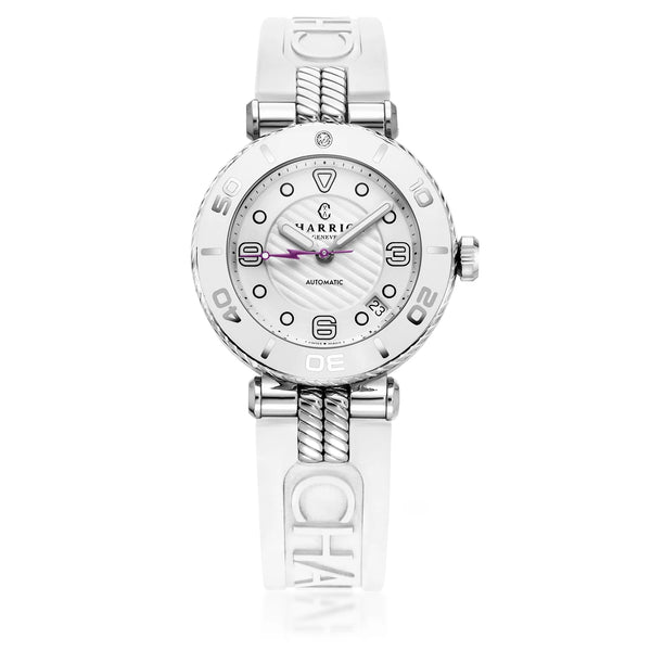 Charriol NAVIGATOR SURF 36MM AUTOMATIC CALIBRE WHITE DIAL WHITE BEZEL WHITE RUBBER INTERCHANGEABLE BRACELET Watch