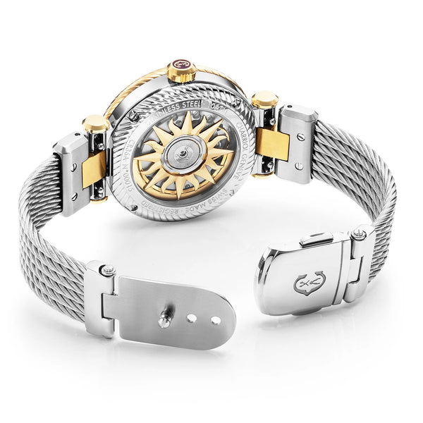 Charriol NAVIGATOR SURF 36MM AUTOMATIC CALIBRE WHITE DIAL WHITE BEZEL STEEL CABLE INTERCHANGEABLE BRACELET Watch