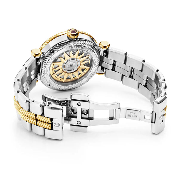 Charriol NAVIGATOR SURF 36MM AUTOMATIC CALIBRE WHITE DIAL WHITE BEZEL STEEL BICOLOR INTERCHANGEABLE BRACELET Watch