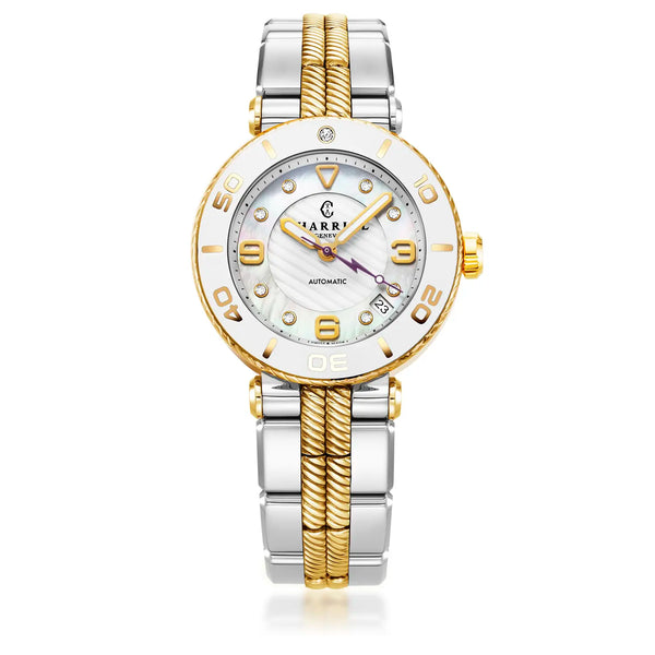 Charriol NAVIGATOR SURF 36MM AUTOMATIC CALIBRE WHITE DIAL WHITE BEZEL STEEL BICOLOR INTERCHANGEABLE BRACELET Watch