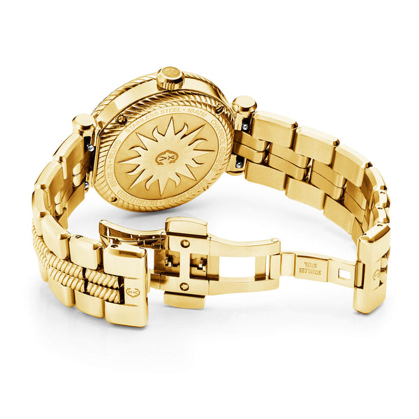 Charriol NAVIGATOR SURF GMT 36MM QUARTZ GMT CALIBRE WHITE DIAL 6 SCREWS BEZEL STEEL YELLOW GOLD PVD INTERCHANGEABLE BRACELET Watch