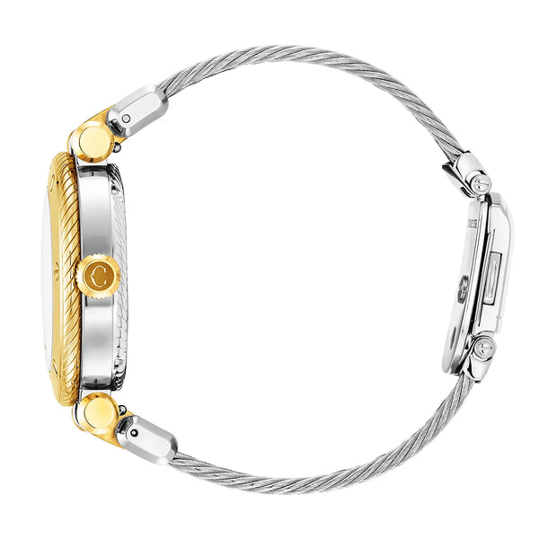 Charriol NAVIGATOR SURF GMT 36MM QUARTZ GMT CALIBRE WHITE DIAL 6 SCREWS BEZEL STEEL CABLE INTERCHANGEABLE BRACELET Watch