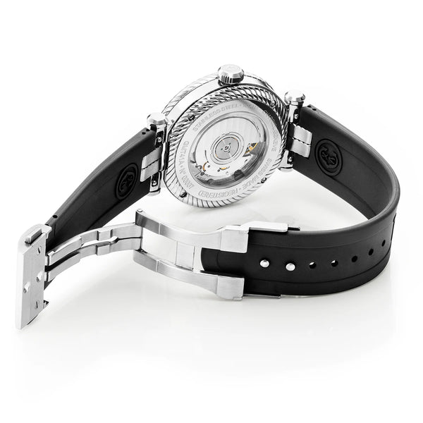 Charriol NAVIGATOR SURF GMT 41MM AUTOMATIC CALIBRE BLACK DIAL 6 SCREWS BEZEL BLACK RUBBER INTERCHANGEABLE BRACELET Limited Edition X Time_mechanic Watch