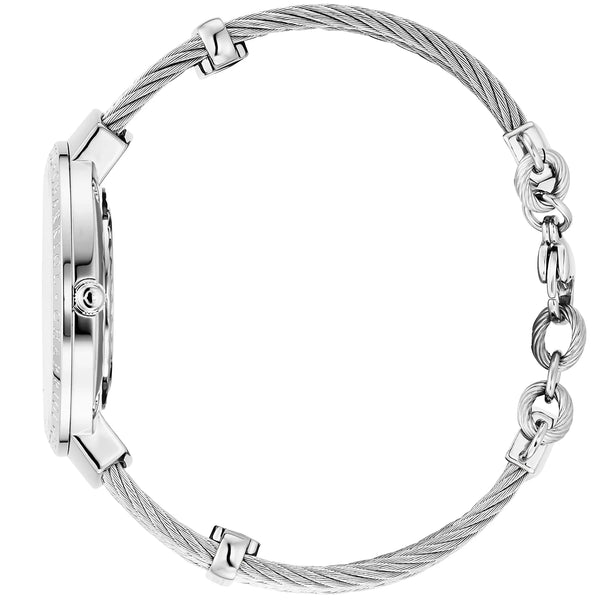 Charriol SLIM 34MM QUARTZ CALIBRE MOTHER-OF-PEARL WITH 12 DIAMONDS DIAL "CHARRIOL CHARRIOL" BEZEL STEEL CABLE BRACELET Watch