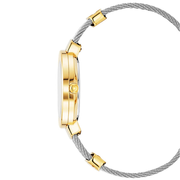 Charriol ST TROPEZ 30MM QUARTZ CALIBRE MOTHER-OF-PEARL WITH 10 DIAMONDS DIAL "CHARRIOL CHARRIOL" BEZEL STEEL CABLE BRACELET Watch