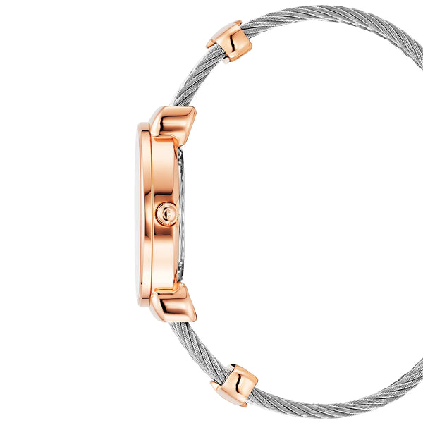 Charriol ST TROPEZ ICON 30MM QUARTZ CALIBRE MOTHER-OF-PEARL WITH 11 DIAMONDS "CHARRIOL CHARRIOL" BEZEL STEEL CABLE BRACELET Watch