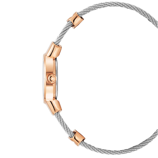 Charriol ST TROPEZ® 20MM QUARTZ CALIBRE MOTHER-OF-PEARL DIAL STEEL ROSE GOLD PVD WITH 24 DIAMONDS BEZEL STEEL CABLE BRACELET Watch