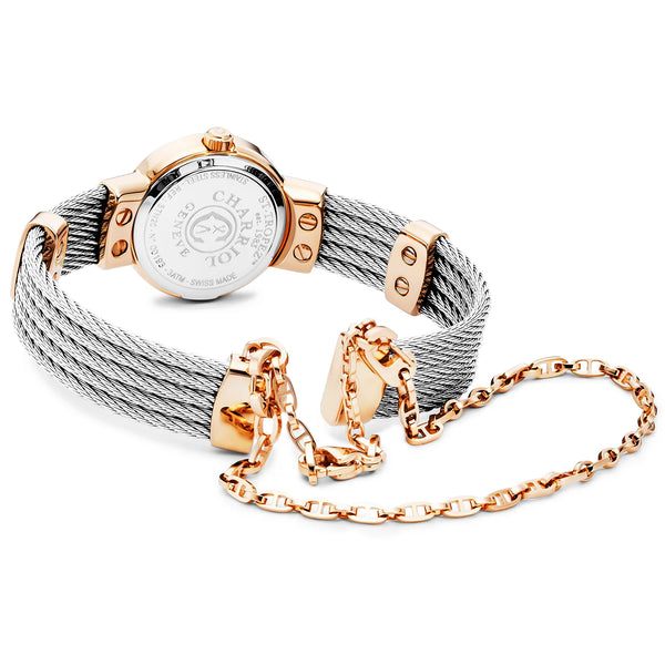 Charriol ST TROPEZ® 20MM QUARTZ CALIBRE MOTHER-OF-PEARL WITH 11 DIAMONDS DIAL STEEL ROSE GOLD PVD BEZEL STEEL CABLE BRACELET Watch