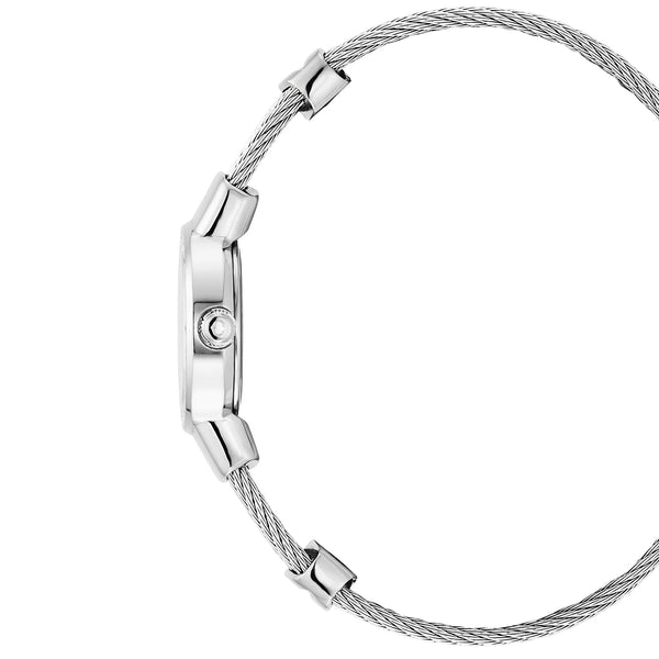 Charriol ST TROPEZ® 20MM QUARTZ CALIBRE WHITE MOTHER-OF-PEARL DIAL STEEL WITH 48 DIAMONDS BEZEL STEEL CABLE BRACELET Watch