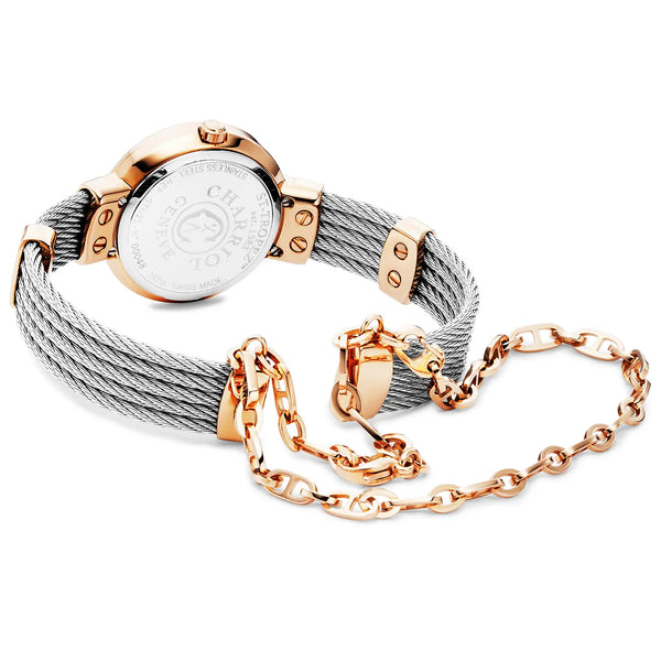Charriol ST TROPEZ® 25MM QUARTZ CALIBRE MOTHER-OF-PEARL WITH 11 DIAMONDS DIAL ROSE GOLD PVD BEZEL STEEL CABLE BRACELET & ROSE GOLD PVD DECORS Watch