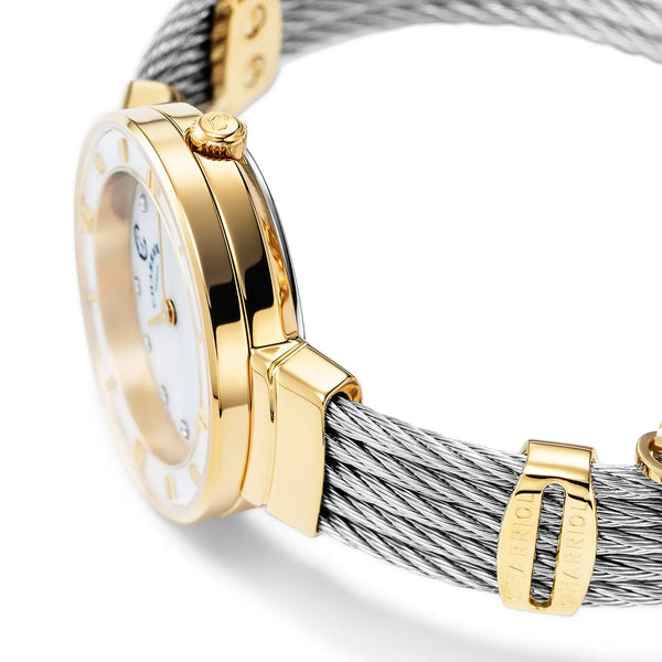 Charriol ST TROPEZ® 25MM QUARTZ CALIBRE MOTHER-OF-PEARL WITH 11 DIAMONDS DIAL YELLOW GOLD PVD BEZEL STEEL CABLE BRACELET & YELLOW GOLD PVD DECORS Watch