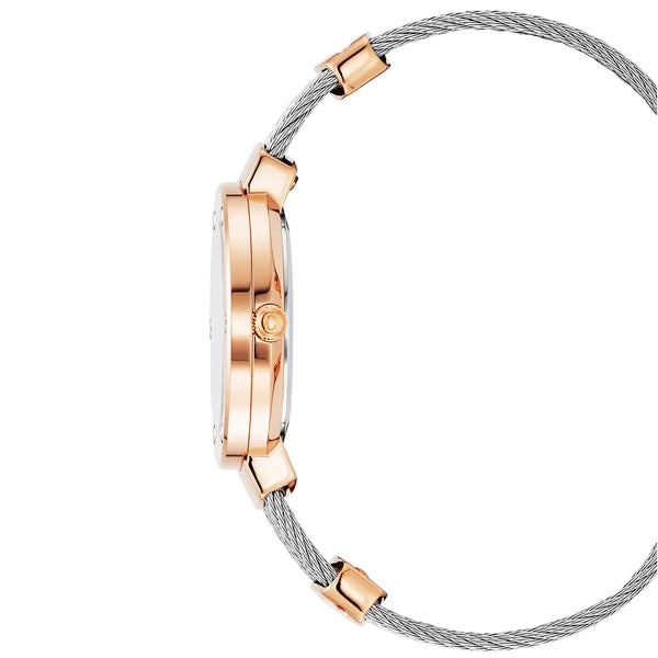 Charriol ST TROPEZ® 30MM QUARTZ CALIBRE MOTHER-OF-PEARL DIAL ROSE GOLD PVD WITH 6 SCREWS BEZEL STEEL CABLE BRACELET & ROSE GOLD PVD DECORS Watch