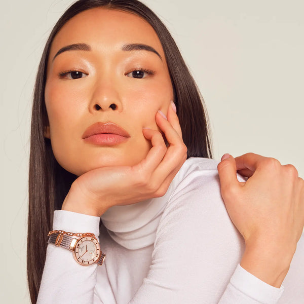 Charriol ST TROPEZ® 30MM QUARTZ CALIBRE MOTHER-OF-PEARL WITH 10 DIAMONDS DIAL MOTHER-OF-PEARL BEZEL STEEL CABLE BRACELET & ROSE GOLD PVD DECORS Watch