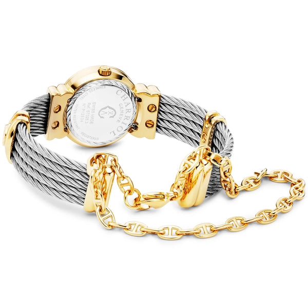 Charriol ST TROPEZ® ICON 24.5MM QUARTZ CALIBRE ROSE MOTHER-OF-PEARL WITH 12 DIAMONDS DIAL STEEL YELLOW GOLD PVD "CHARRIOL CHARRIOL" BEZEL STEEL CABLE BRACELET & YELLOW GOLD PVD DECORS Watch