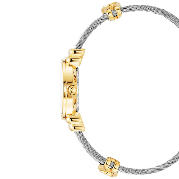 Charriol ST TROPEZ® ICON 24.5MM QUARTZ CALIBRE ROSE MOTHER-OF-PEARL WITH 12 DIAMONDS DIAL STEEL YELLOW GOLD PVD "CHARRIOL CHARRIOL" BEZEL STEEL CABLE BRACELET & YELLOW GOLD PVD DECORS Watch