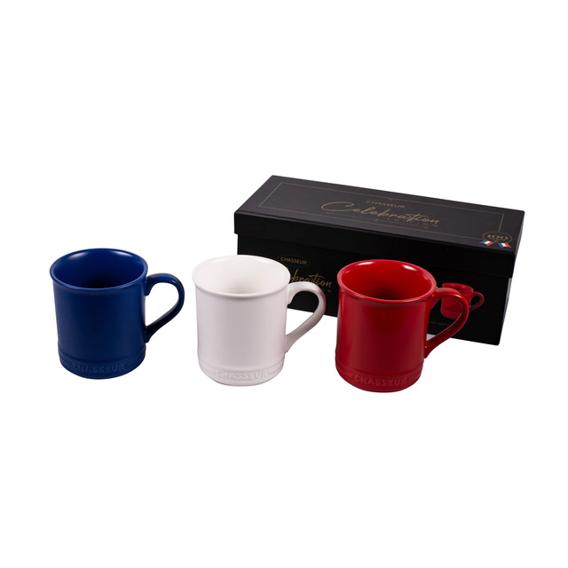 Chasseur 3-Piece Mug Set Matte Finish - Blue / White / Red