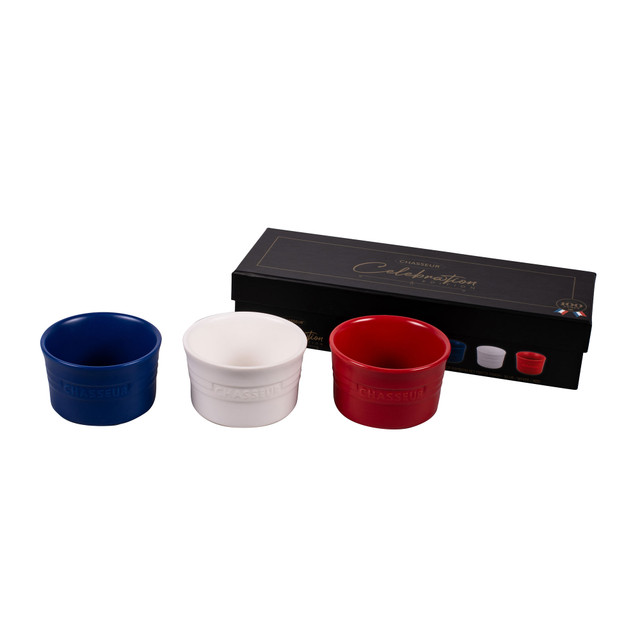 Chasseur 3-Piece Ramekin Set Matte Finish - Blue / White / Red