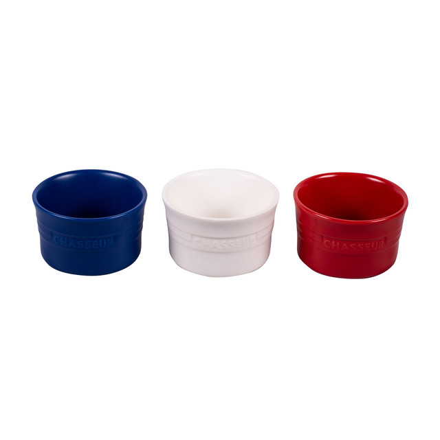 Chasseur 3-Piece Ramekin Set Matte Finish - Blue / White / Red
