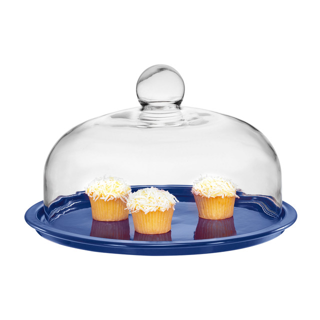 chasseur Cake Platter 29.5cm with Lid Blue