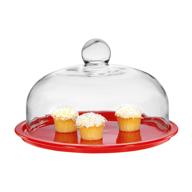 chasseur Cake Platter 29.5cm with Lid Red