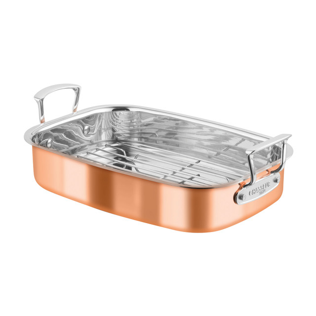 chasseur Escoffier Induction Roasting Pan with Rack 35 x 26cm Copper