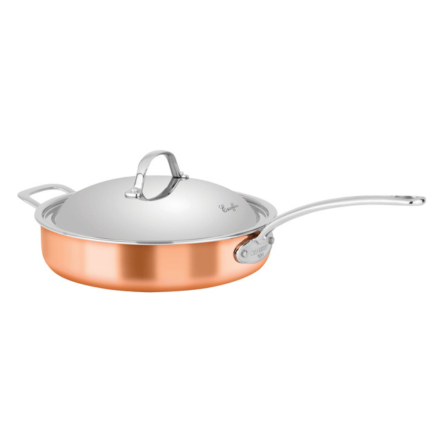 chasseur Escoffier Induction Saute Pan with helper handle 28 x 6cm Copper