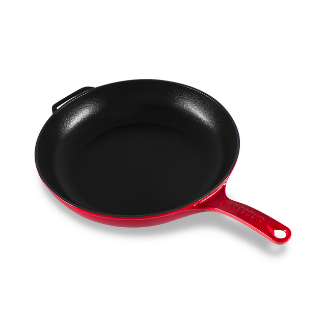 chasseur Fry Pan with Cast Handle 28cm Federation Red