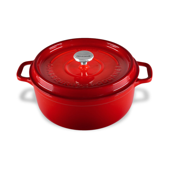 Chasseur Gourmet Round French Oven 26cm/5 Litre Cast Iron Crimson