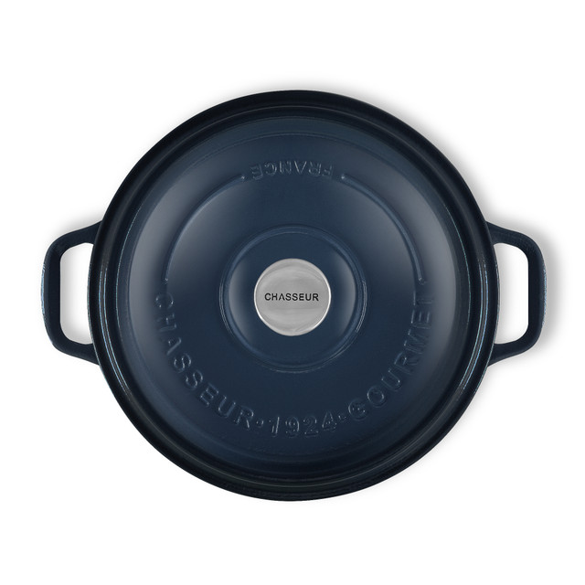 chasseur Gourmet Round French Oven 26cm/5 Litre Cast Iron Midnight Blue