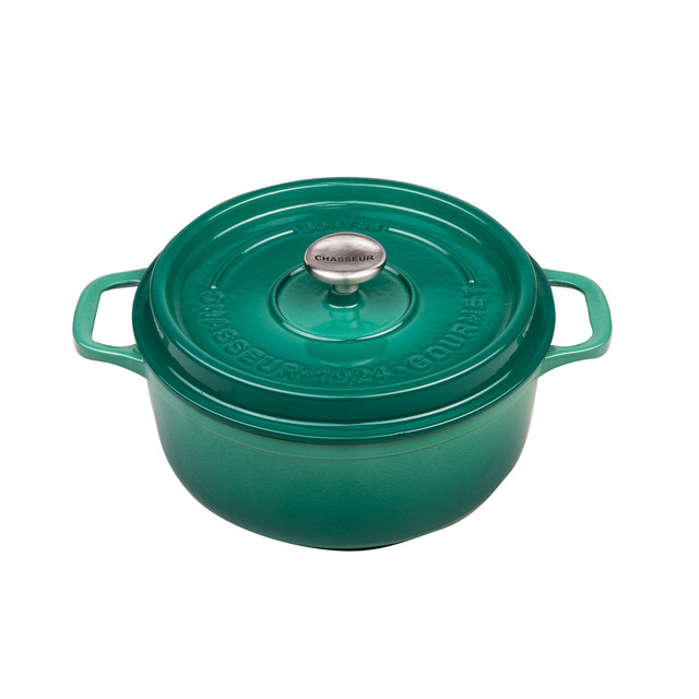 chasseur Gourmet Round French Oven 28cm/6.1 Litre Cast Iron Jade