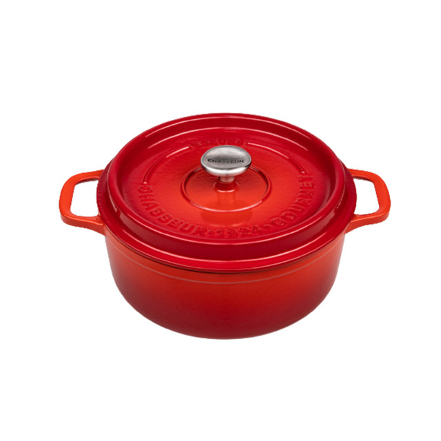 chasseur Gourmet Round French Oven 28cm/6.1 Litre Cast Iron Crimson