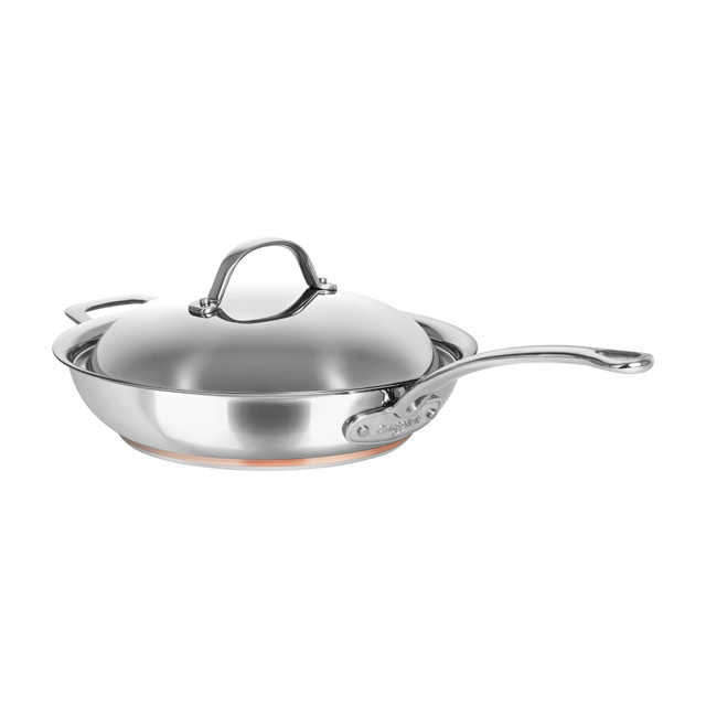 chasseur Le Cuivre 28 x 6.5cm Saute Pan with Lid and Helper Handle
