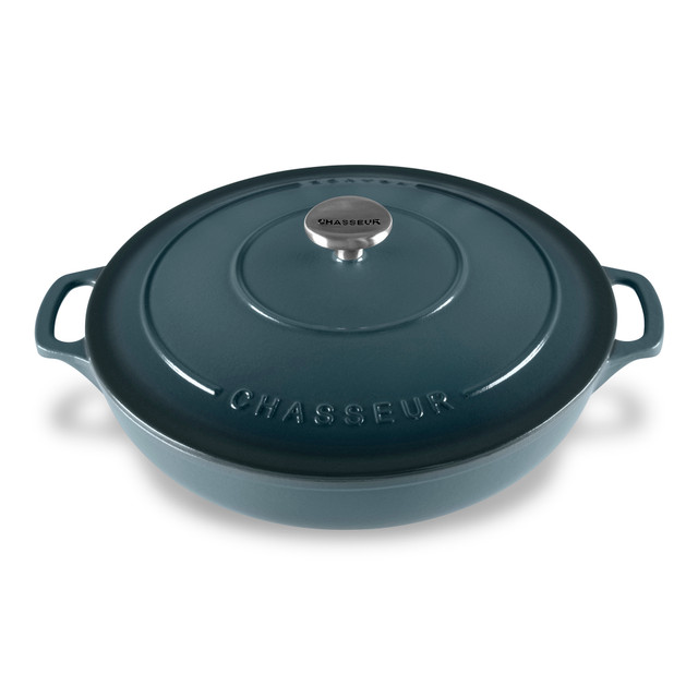 chasseur Low Round Casserole 30cm/2.5L Liquorice Blue