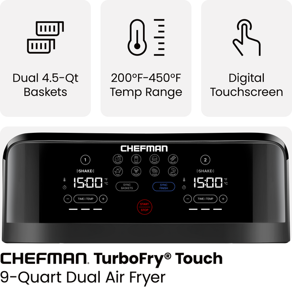 Chefman Double Basket Air Fryer - 9 Quart Air Fryers