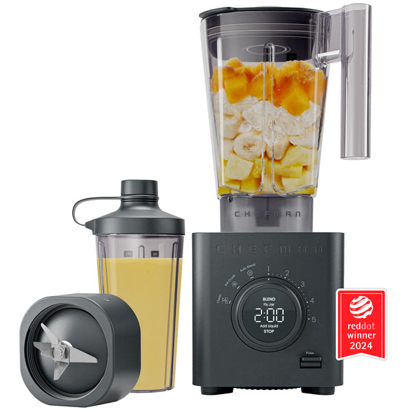 chefman Obliterator 48oz Power Blender + Travel Jar - Midnight Countertop Blenders