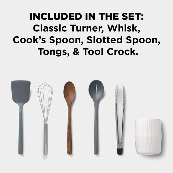 Chef'n 6-Piece Kitchen Utensil Set With Ceramic Crock