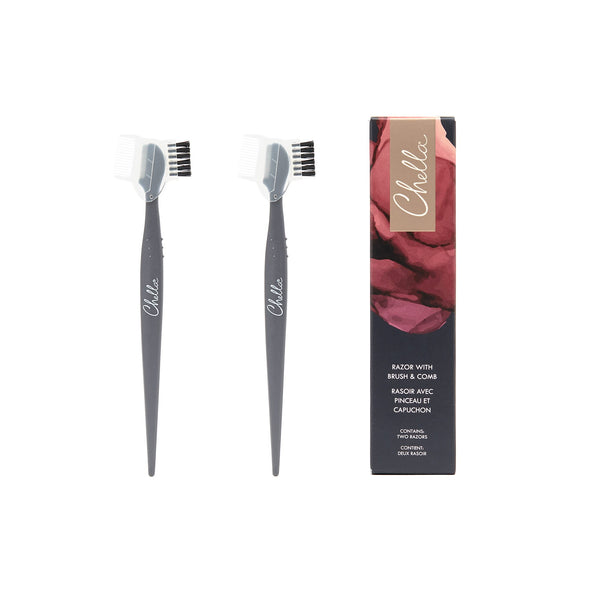 Chella Razor With Brush And Comb Cap 2pk Brow U0026 Eye