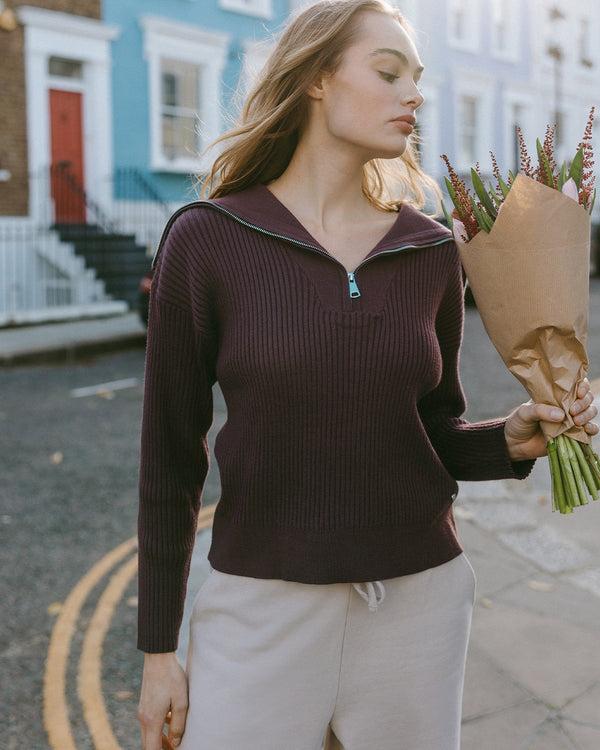 chelsea peers Quarter Zip Sweater