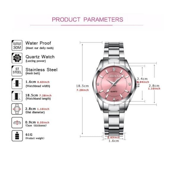 Chenxi CHENXI 021 Elegant Blue Dial Women’s Watch Set With Crystal Bracelet