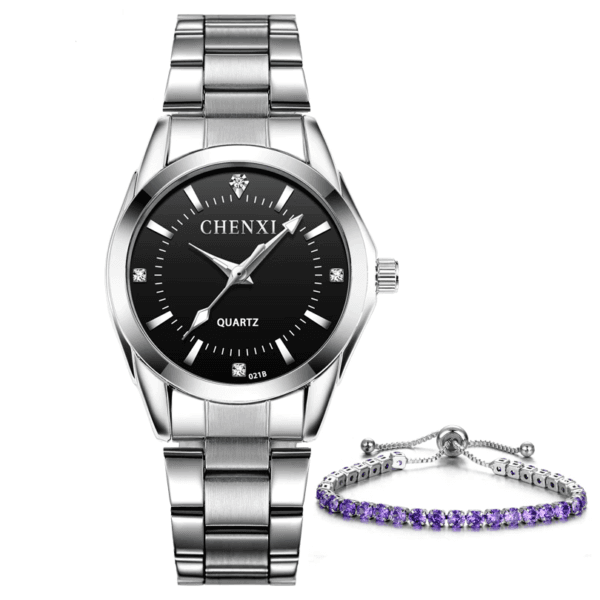 chenxi CHENXI 021 Elegant Blue Dial Women’s Watch Set with Crystal Bracelet
