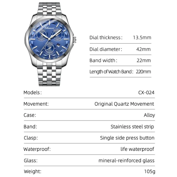 Chenxi CHENXI 024 Chronograph Men’s Watch With Luminous Display