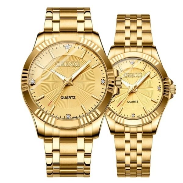 chenxi CHENXI 050 Luxury Gold Couple Watch Set Elegant Design Quartz Movement