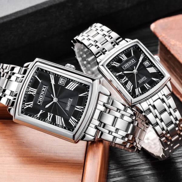 Chenxi CHENXI 079 Classic Silver Couple Watch With Roman Dial & Date Display