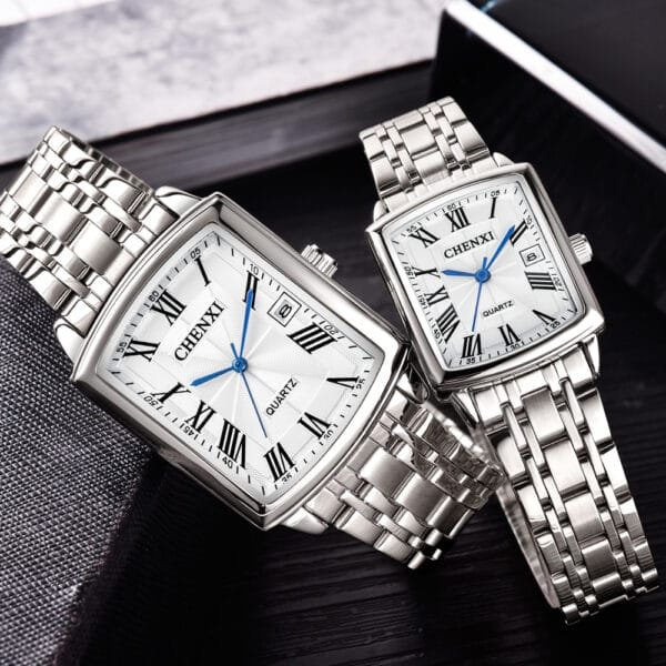 Chenxi CHENXI 079 Classic Silver Couple Watch With Roman Dial & Date Display