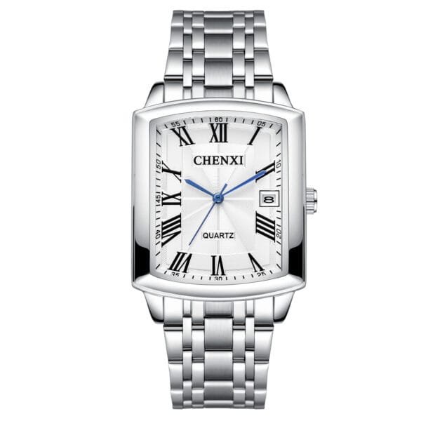 chenxi CHENXI 079 Classic Silver Couple Watch with Roman Dial & Date Display