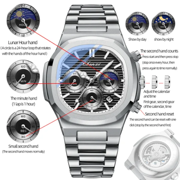 Chenxi CHENXI 092 Sport Chronograph With Moon Phase Display
