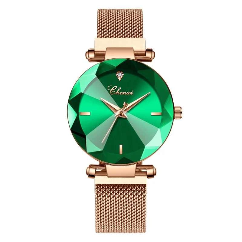 chenxi CHENXI 309 Luxury Green Dial Mesh Watch for Women