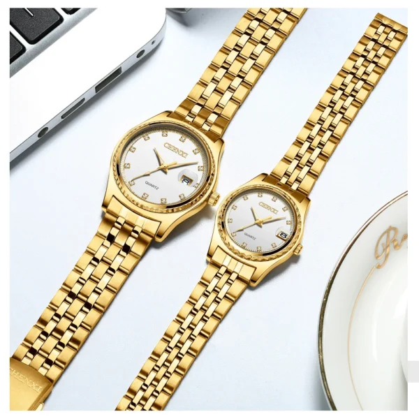 Chenxi CHENXI 8204 Gold Quartz Watch Elegant Dual-Gender Design With Date Display